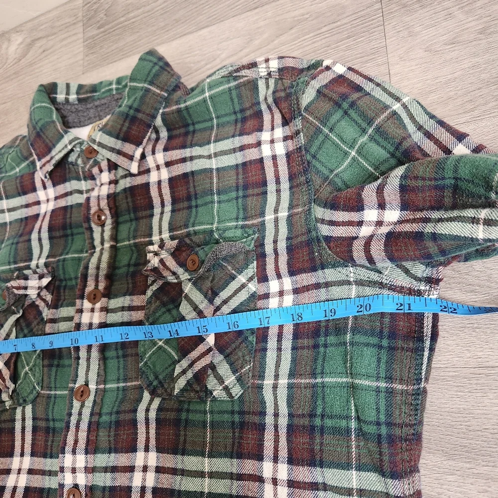 True Religion Green Shirt Size M Plaid Thermal Lined Workwear Flap Pockets Thick